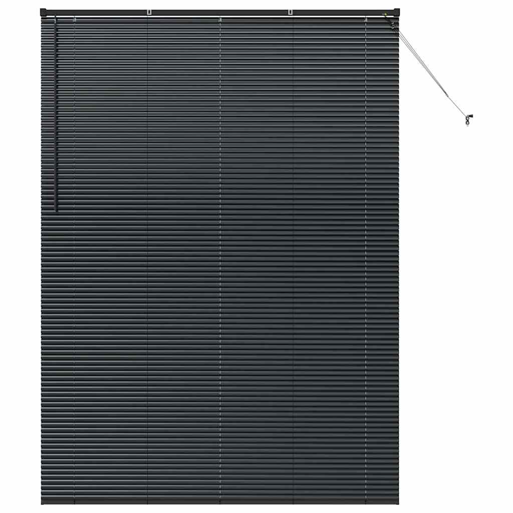 Window Blind with Curtains Manual Black Aluminium
